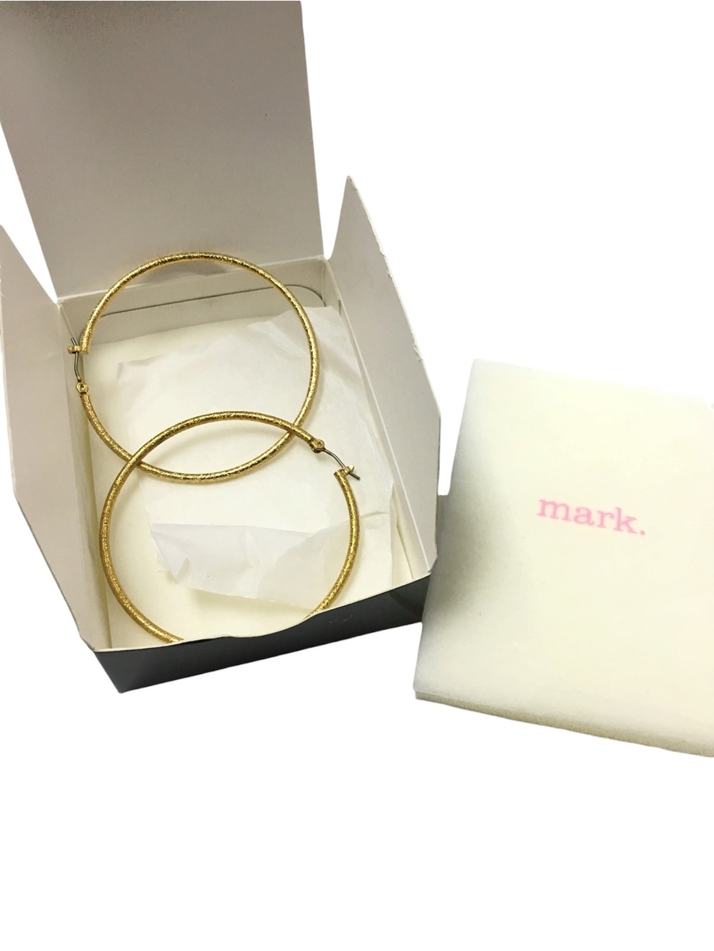 mark. Sophistique Shimmery Goldtone Hoop Earrings Simple RARE Avon